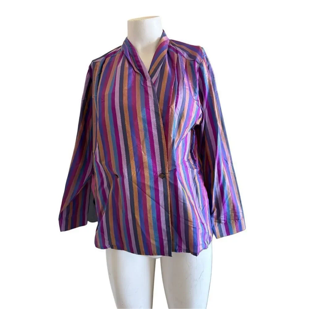 Vintage 90s striped purple fuschia lightweight blazer coat